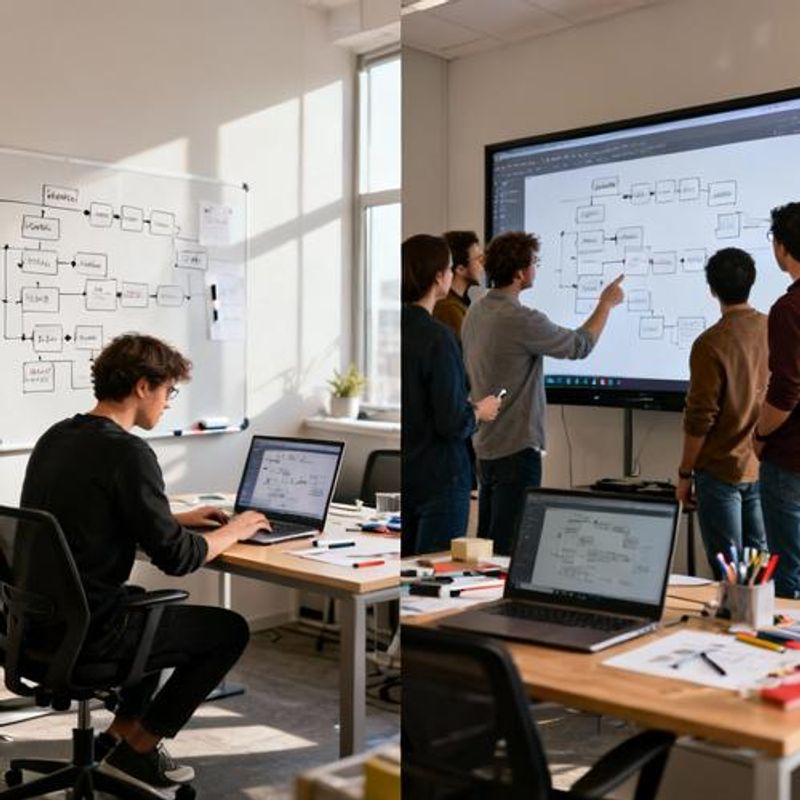 Split screen comparison showing isolated vs collaborative design workflows