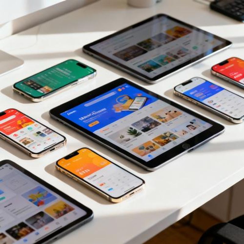 Mobile devices showing different design inspiration apps and websites
