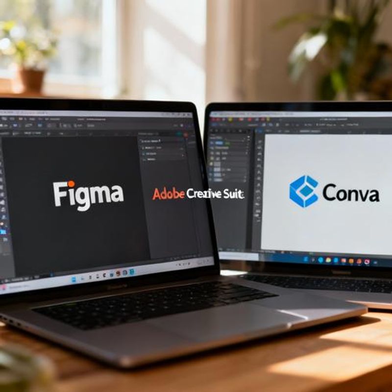 Side-by-side comparison of design software interfaces