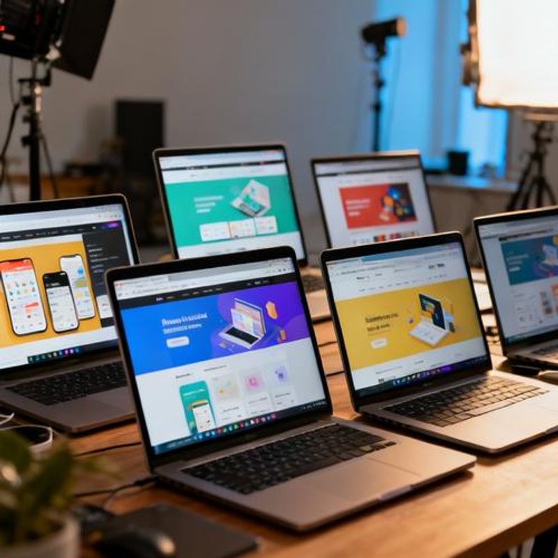 Comparison grid showing different design inspiration platforms on laptop screens