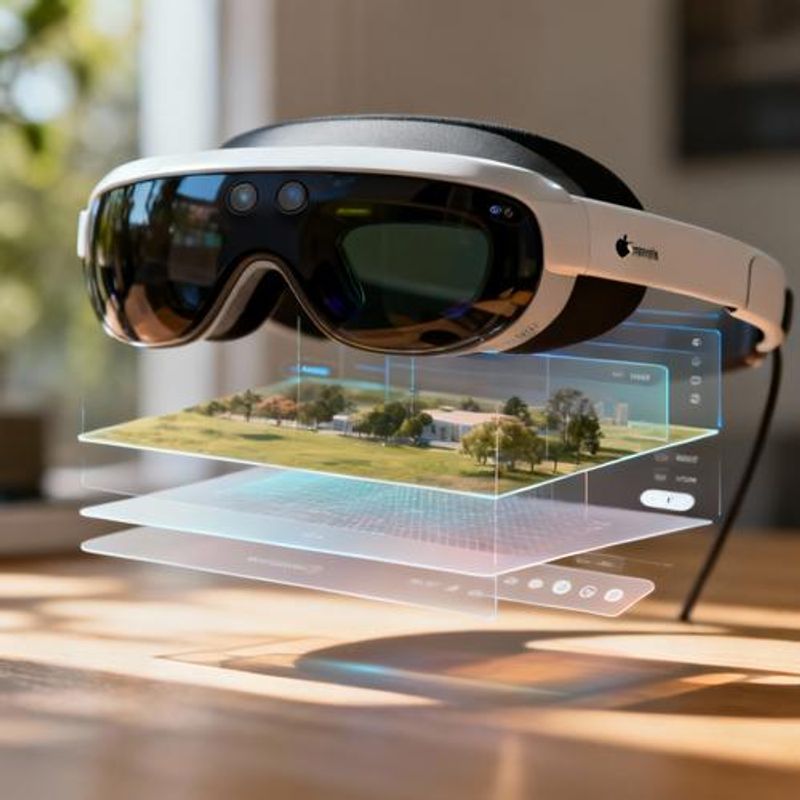 Apple Vision Pro spatial interface showing depth layers and dimensional elements