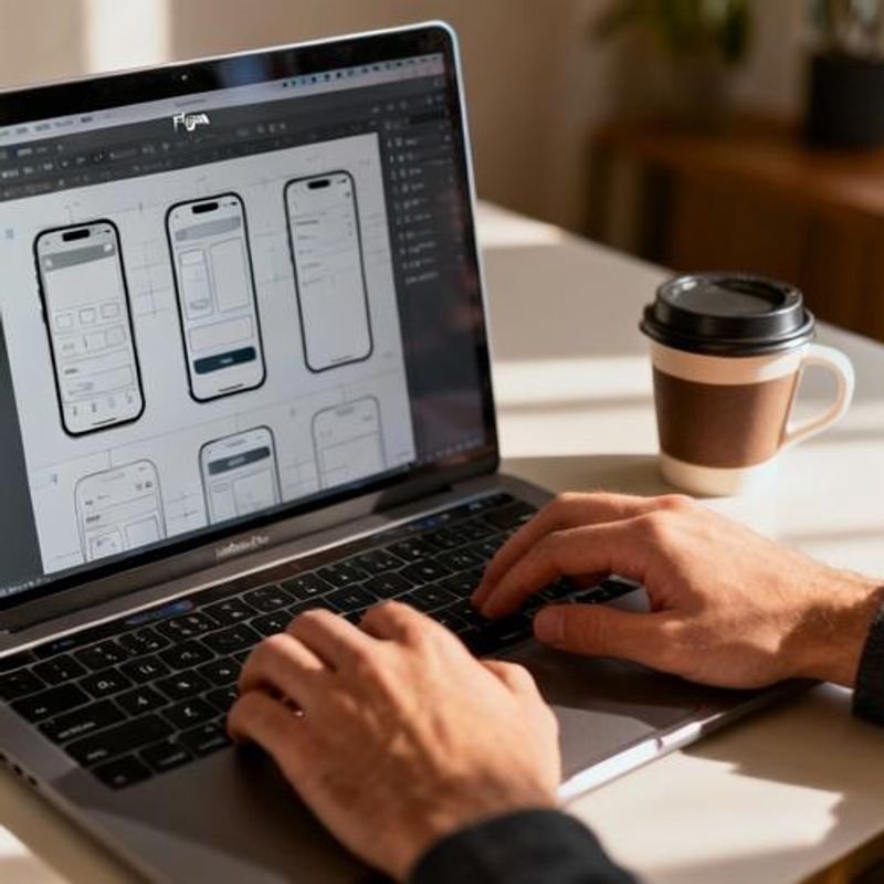 Student learning UI design fundamentals using Figma interface