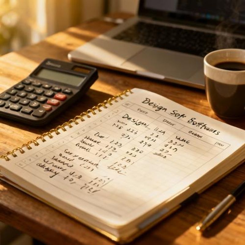 Student budget planning worksheet with design software costs