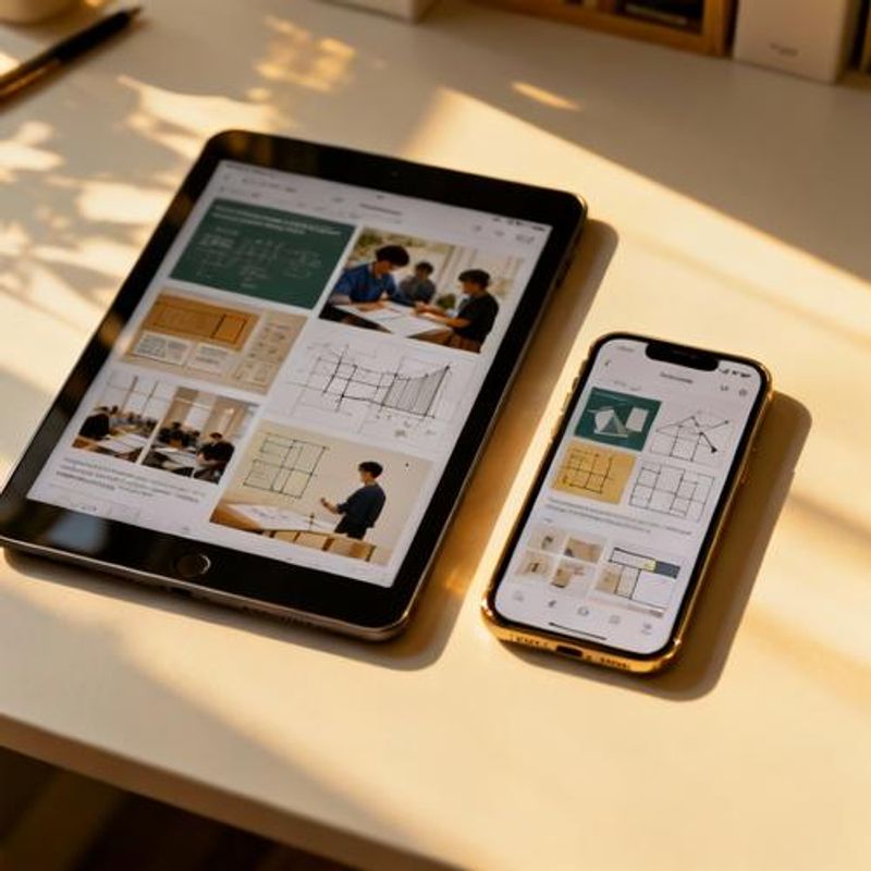 Design portfolio displayed on tablet and smartphone