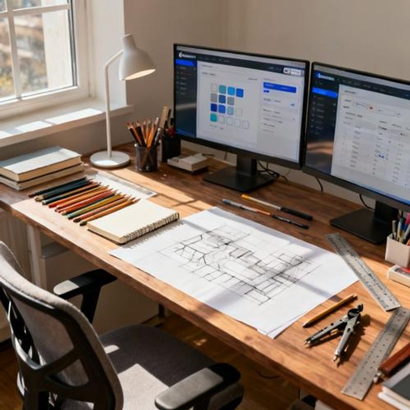 Split screen comparison showing traditional design workflow versus no-code workflow