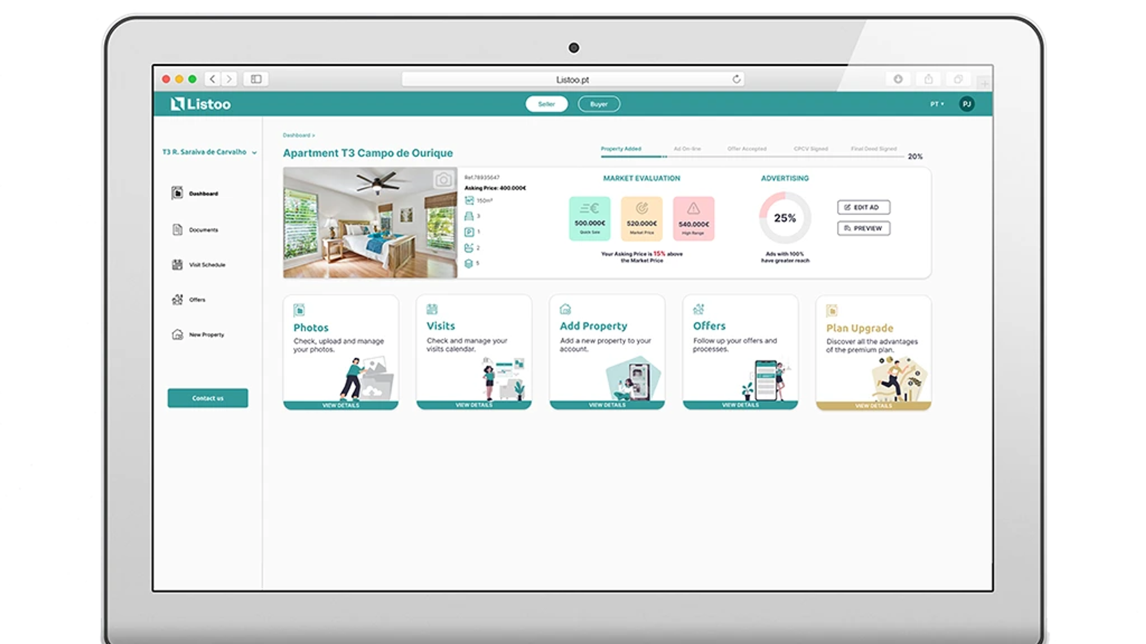 Plataforma online para vender casa Listoo