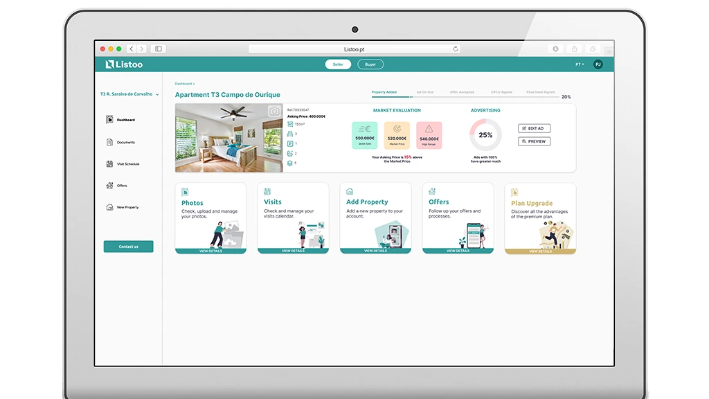 Plataforma online para vender casa Listoo