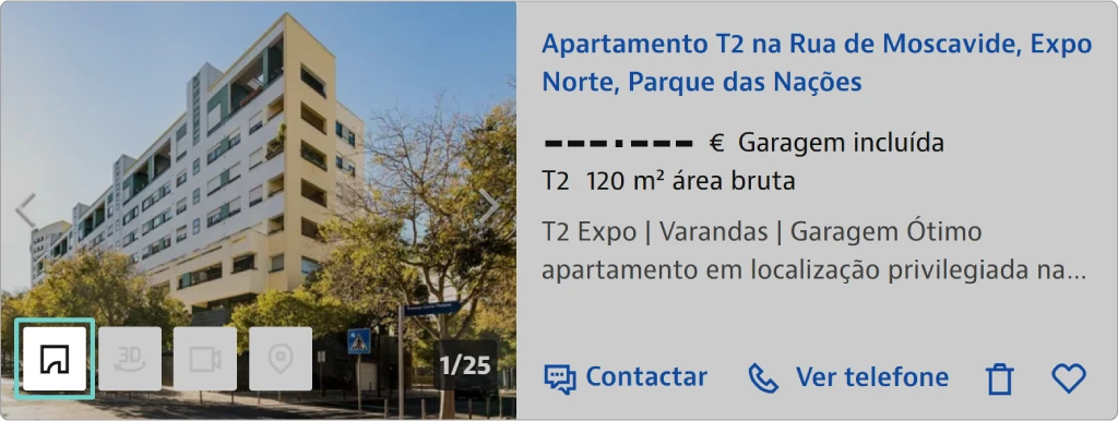 Exemplo de anúncio Idealista com planta do imóvel íncluida