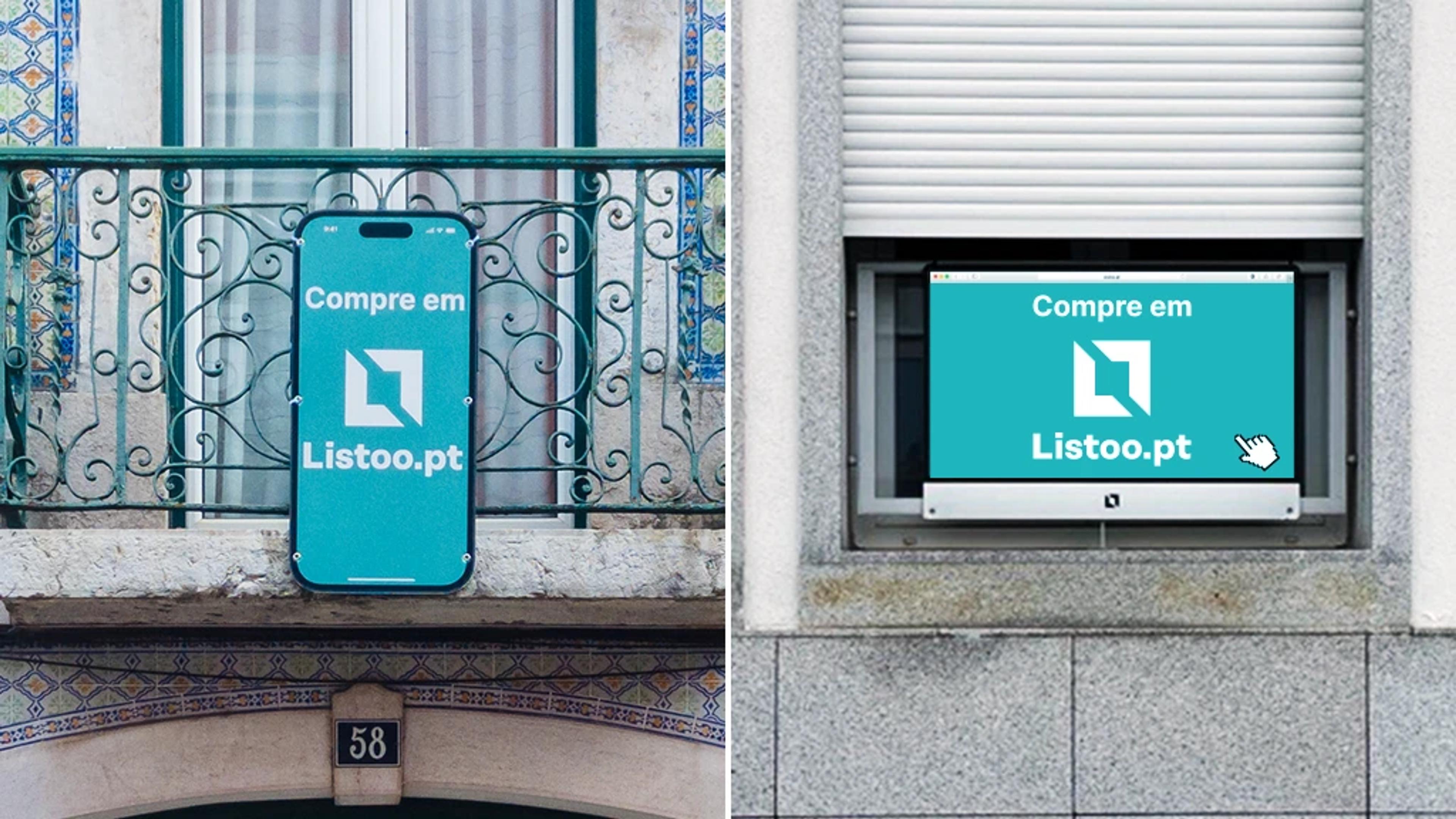 Placas imobiliárias Listoo com criatividade digital