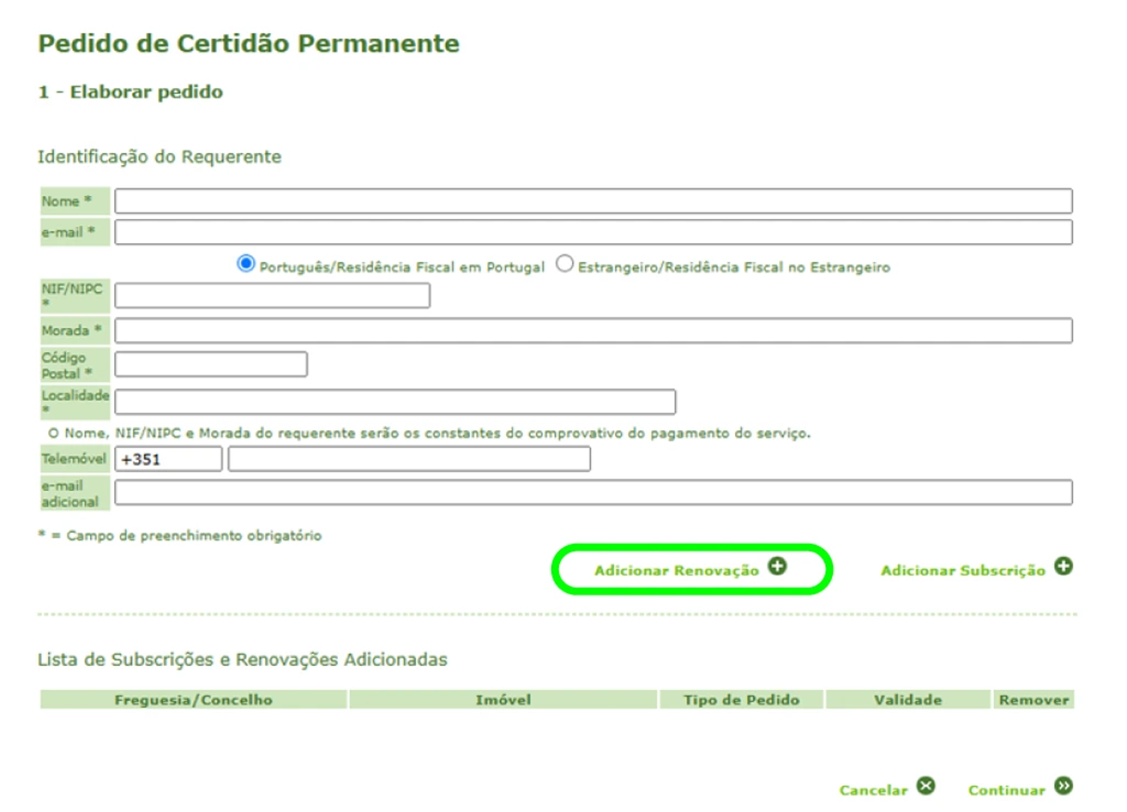 Certidão Predial: terceiro passo - identificar o requerente
