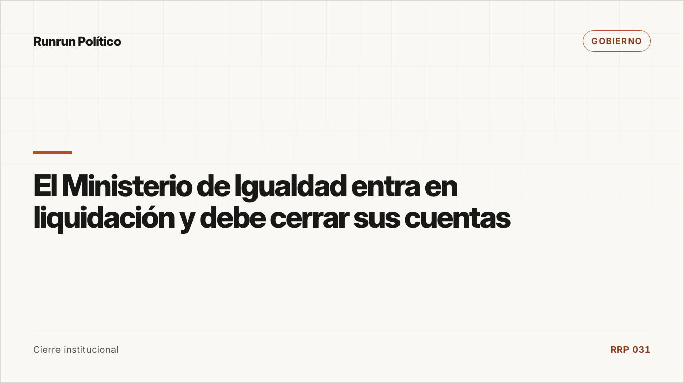 Portada editorial de Gobierno para la nota “El Ministerio de Igualdad entra en liquidación y debe cerrar sus cuentas”.