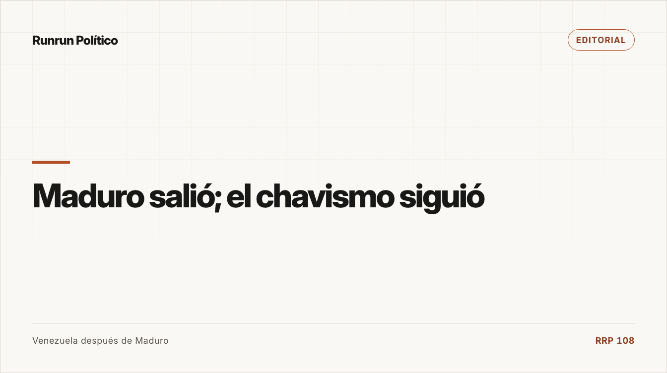 Portada editorial de Editorial para la nota “Maduro salió; el chavismo siguió”.