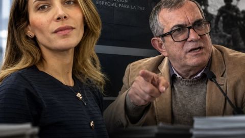 Montaje editorial de la senadora María Clara Posada y Rodrigo Londoño, alias Timochenko, ante referencias a la JEP