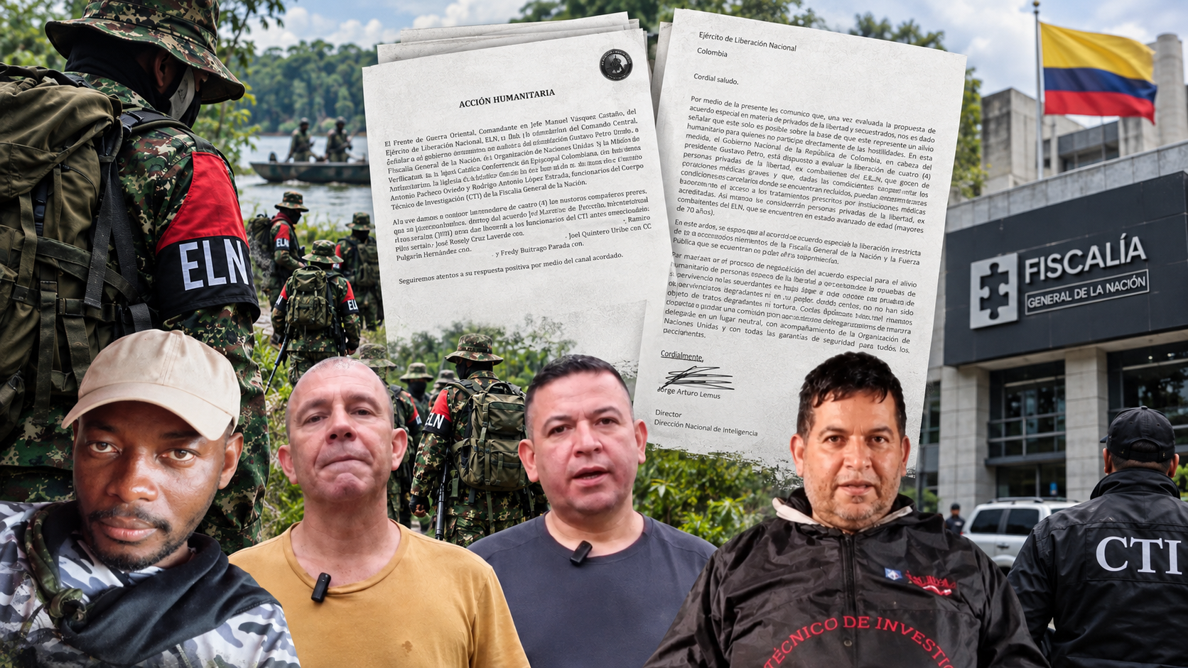 Documentos conocidos por EL TIEMPO revelan una propuesta del ELN para intercambiar a dos funcionarios del CTI secuestrados por cuatro integrantes de esa organización presos.