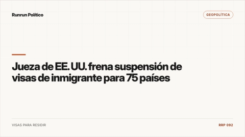 Portada editorial de Geopolítica para la nota “Jueza de EE. UU. frena suspensión de visas de inmigrante para 75 países”.