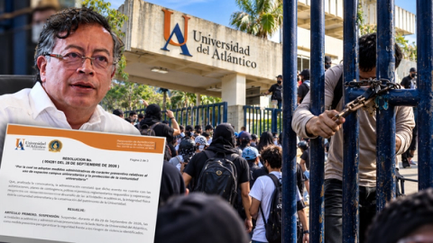 Estudiantes intentaron ingresar a la Universidad del Atlántico tras la suspensión de actividades presenciales ordenada por la Rectoría por razones de seguridad.