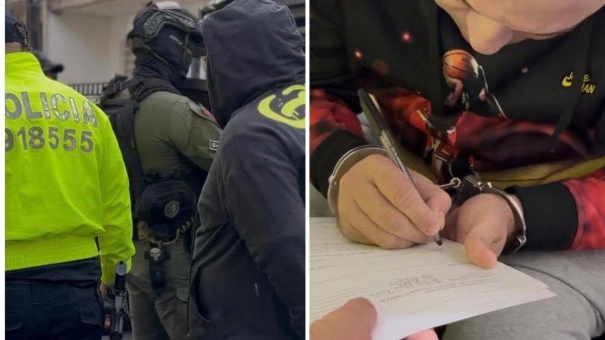 Uniformados de la Policía durante el operativo en el que fueron capturados integrantes de la red Cotranal en Medellín.