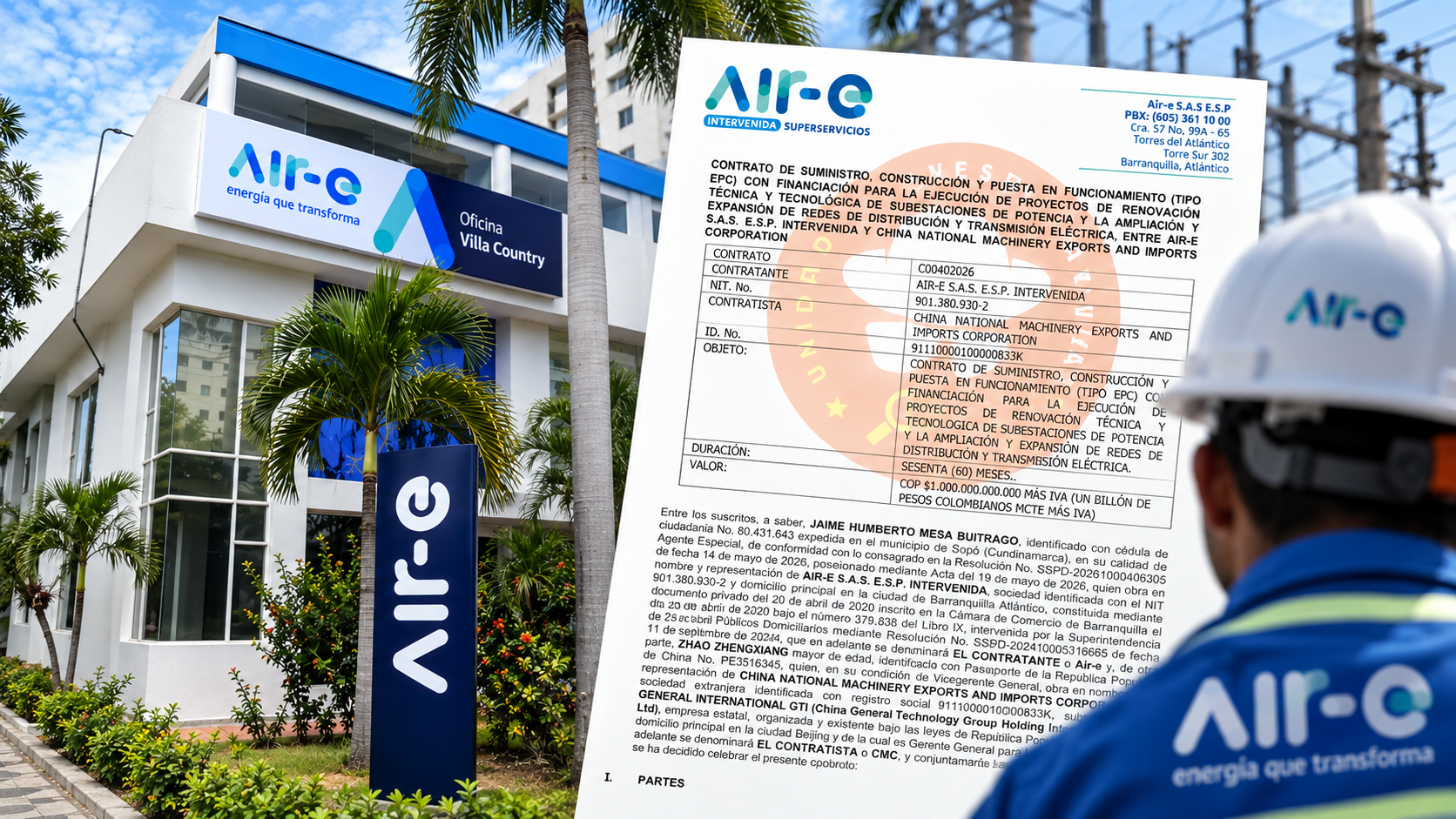 Contrato entre Air-e y la firma china CMC contempla financiación y obras para renovar subestaciones, reemplazar equipos antiguos y ampliar las redes eléctricas del Caribe.