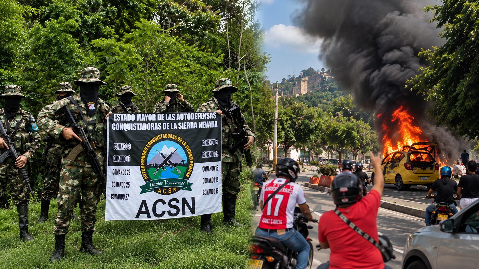 Amenazas, vehículos incendiados y comercio cerrado marcaron las horas de tensión por el paro armado en Santa Marta.