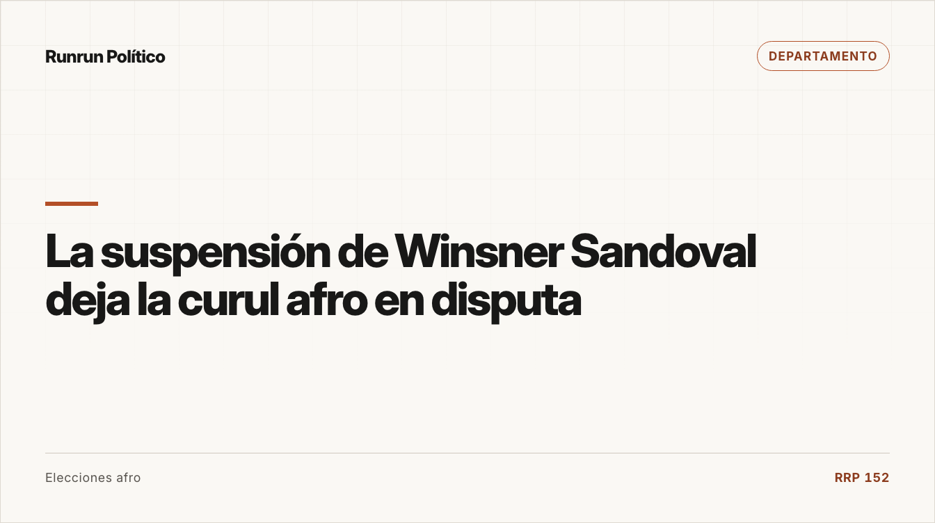 Portada editorial de Departamento para la nota “La suspensión de Winsner Sandoval deja la curul afro en disputa”.