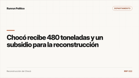 Portada editorial de Departamento para la nota “Chocó recibe 480 toneladas y un subsidio para la reconstrucción”.