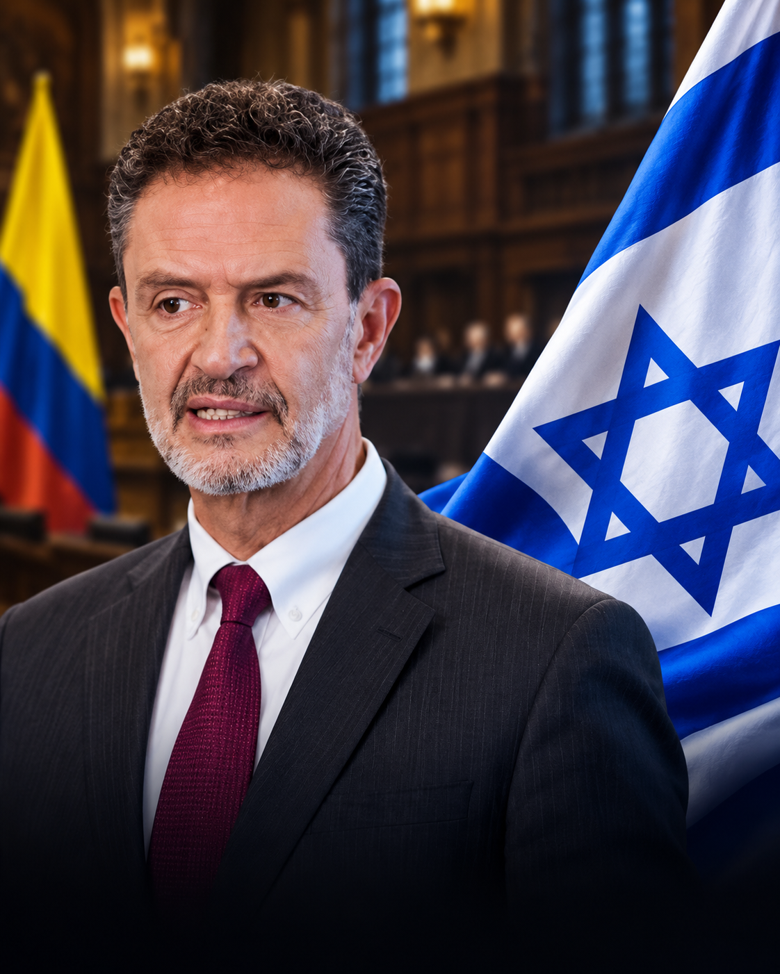 Fotomontaje editorial del canciller Omar Bula junto a la bandera de Israel.