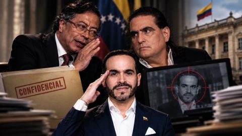 Composición editorial sobre la denuncia que involucra a Gustavo Petro, Alex Saab y Abelardo De La Espriella
