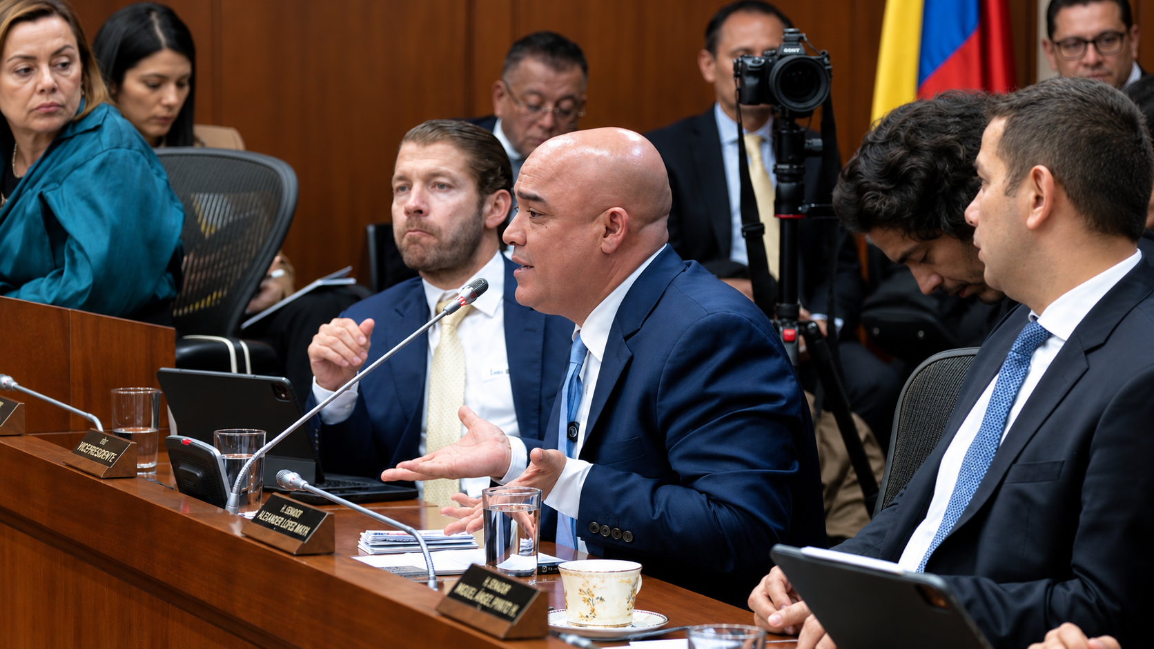 El senador Gonzalo Baute participa en una sesión del Senado sobre la crisis energética y la infraestructura eléctrica del Caribe.