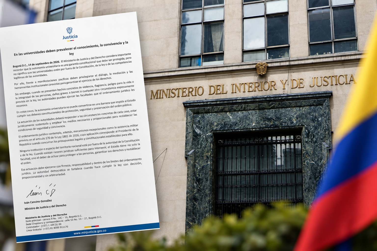 El Ministerio de Justicia explicó que la autonomía universitaria debe protegerse.