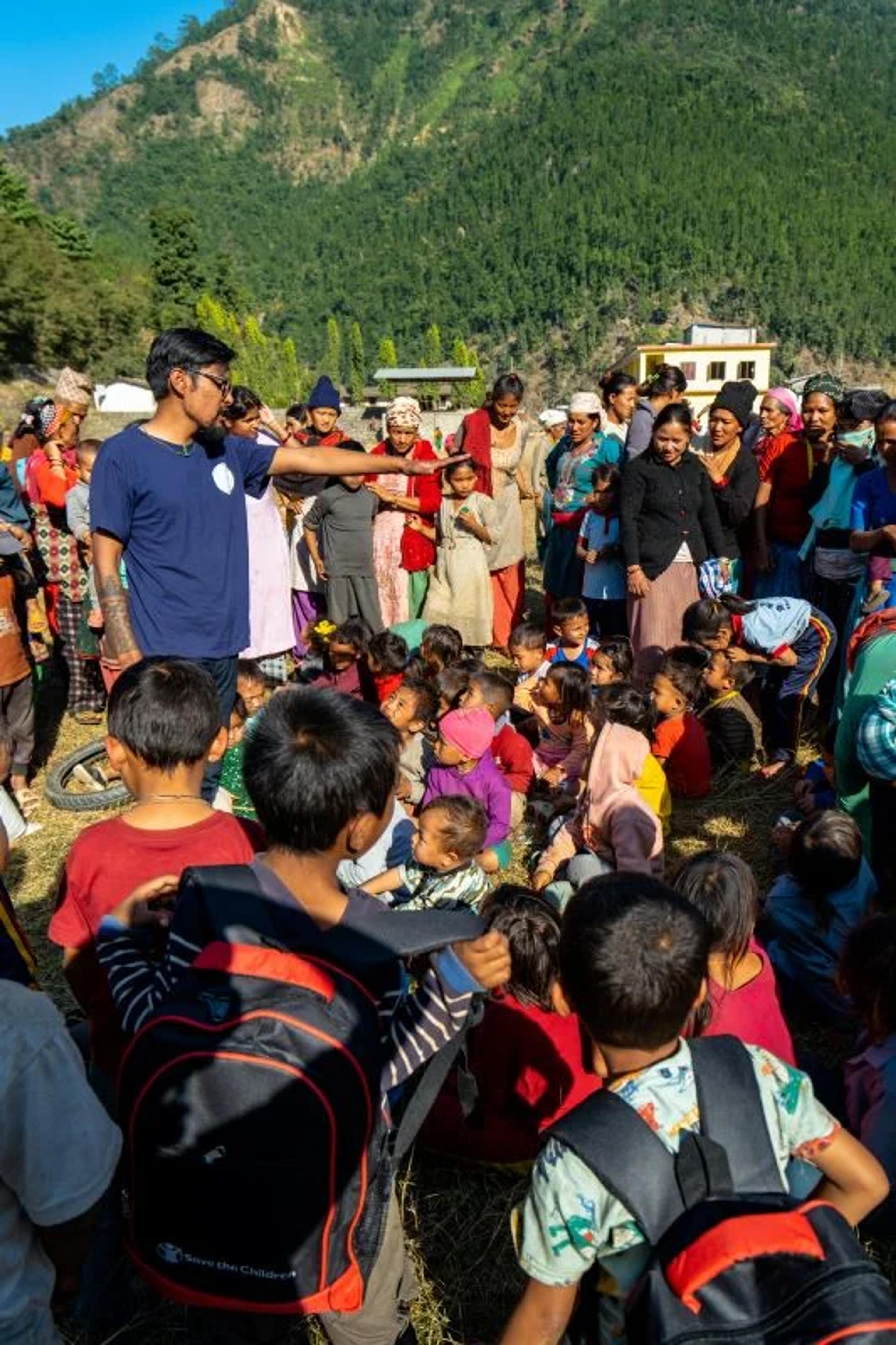Distribution of warm clothes for families impacted by  earthquake, 2023 Nepal.