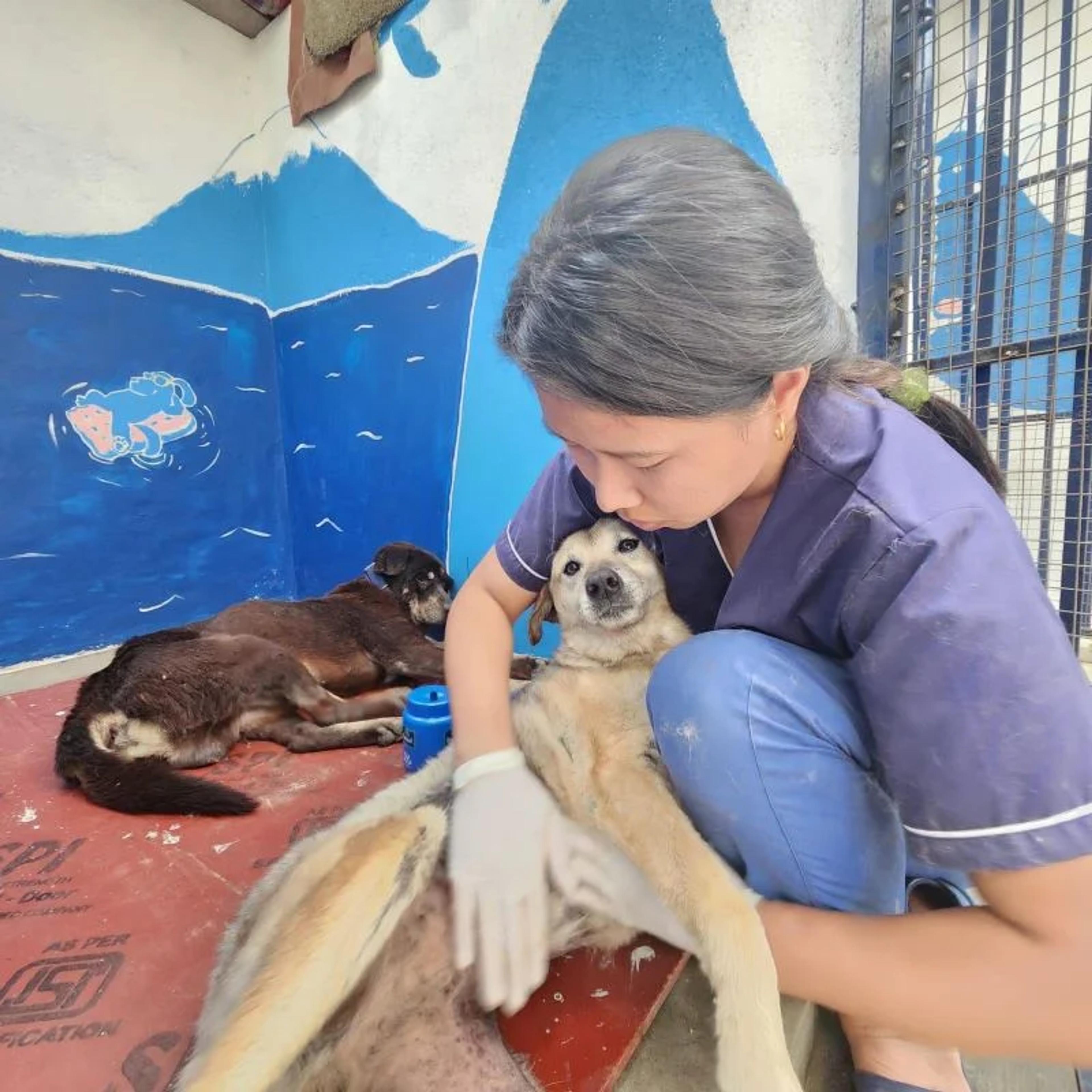 Vet Nurse, Junu Tamang with Kanchi