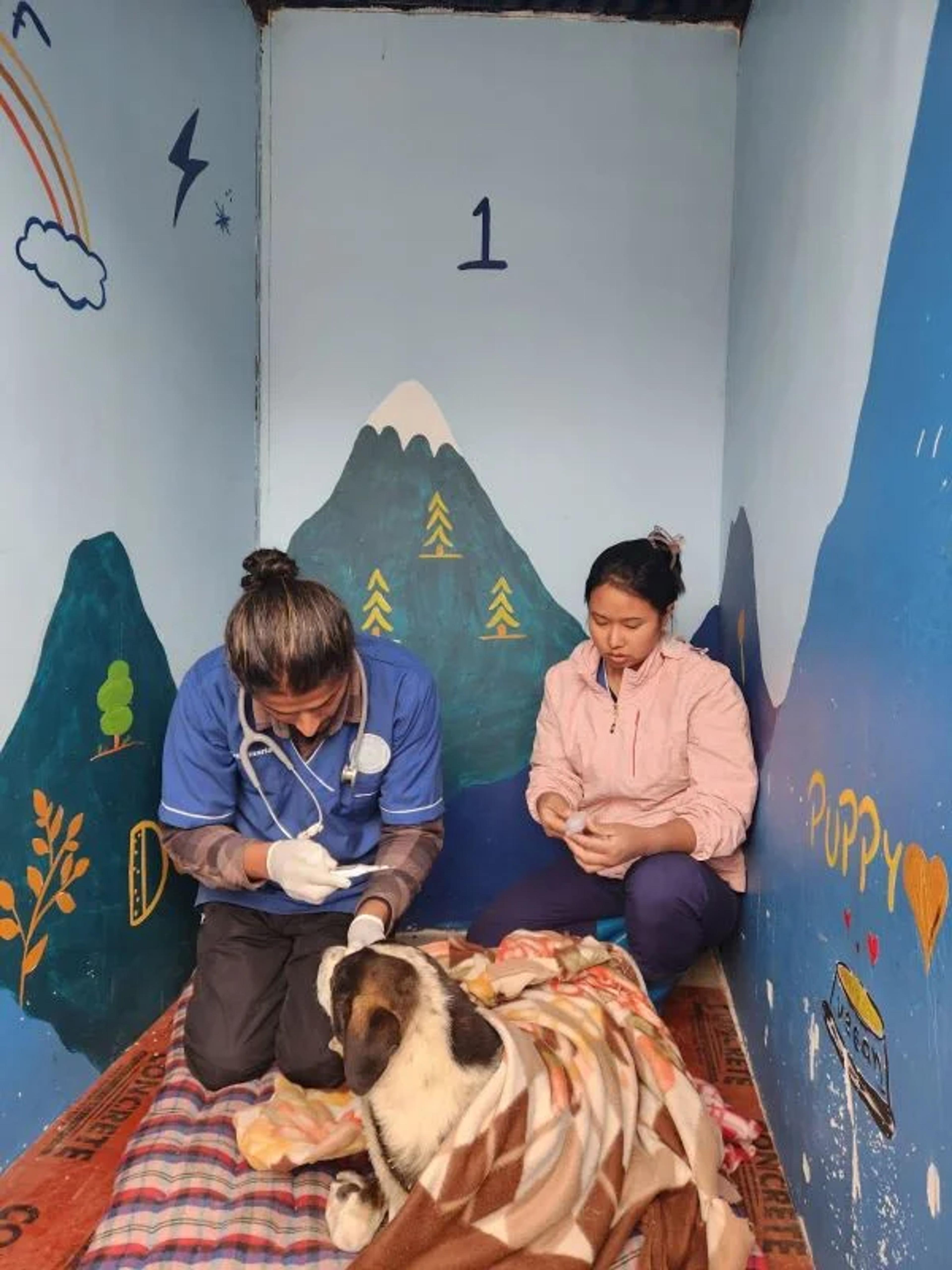 Checkup for patient at the Kathmandu Care Center