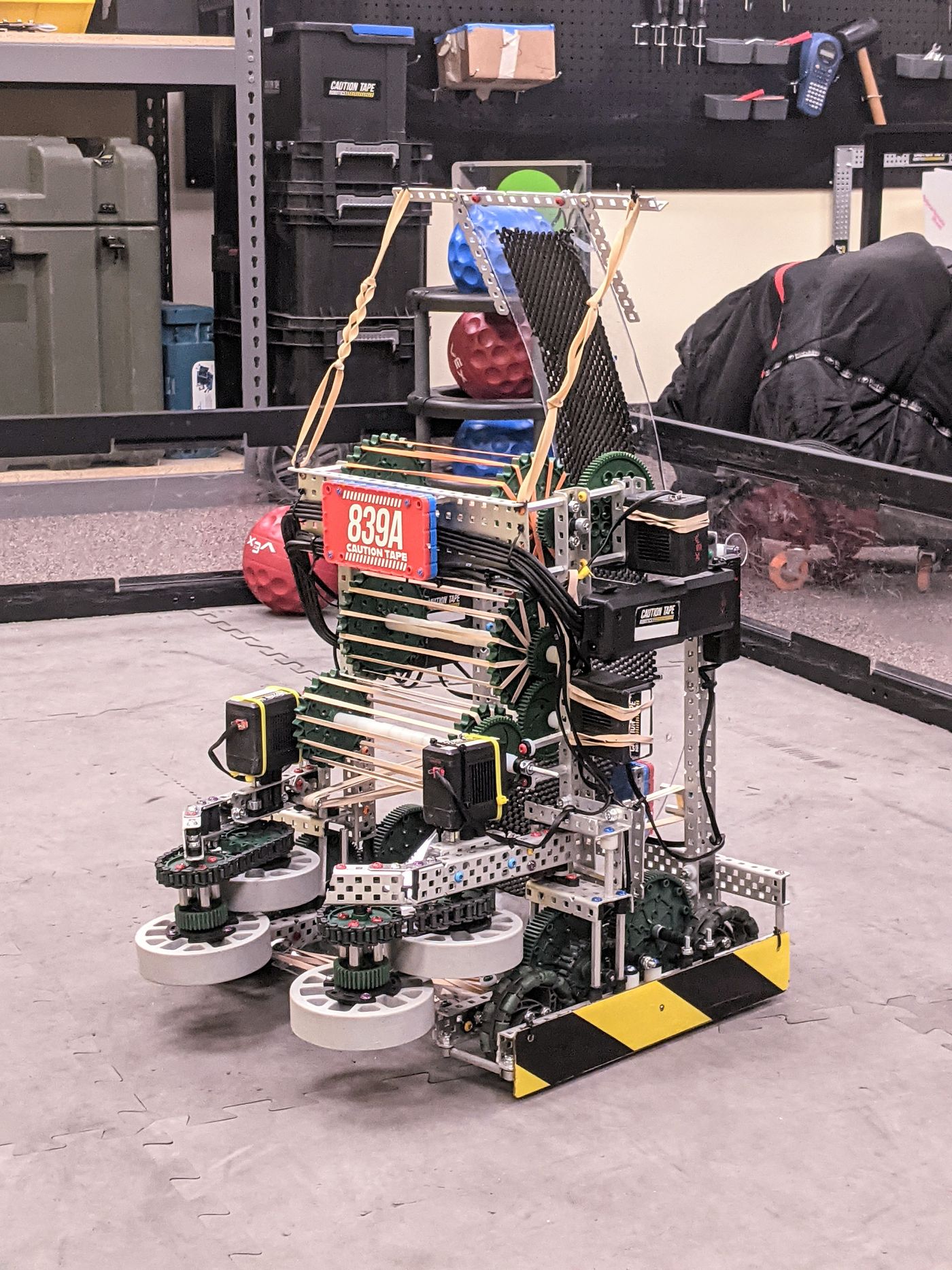 Team 839A robot at a robotics competition