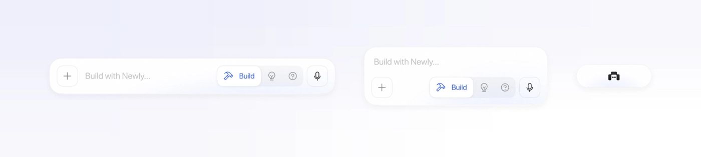 The Newly prompt bar in expanded, stacked and collapsed layouts