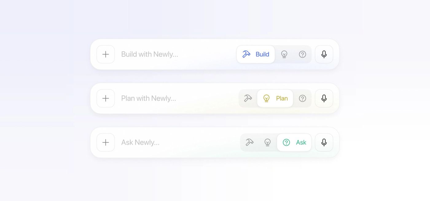 Three Newly prompt bars in Build, Plan and Ask mode