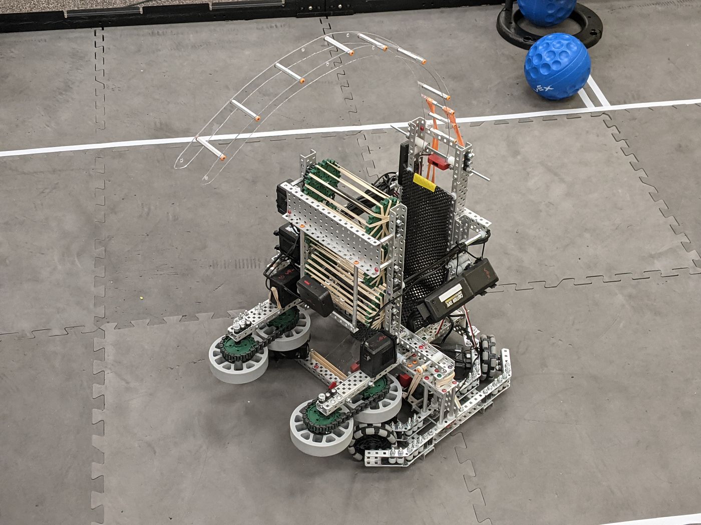 Overhead view of the Team 839A robot and its ball intake