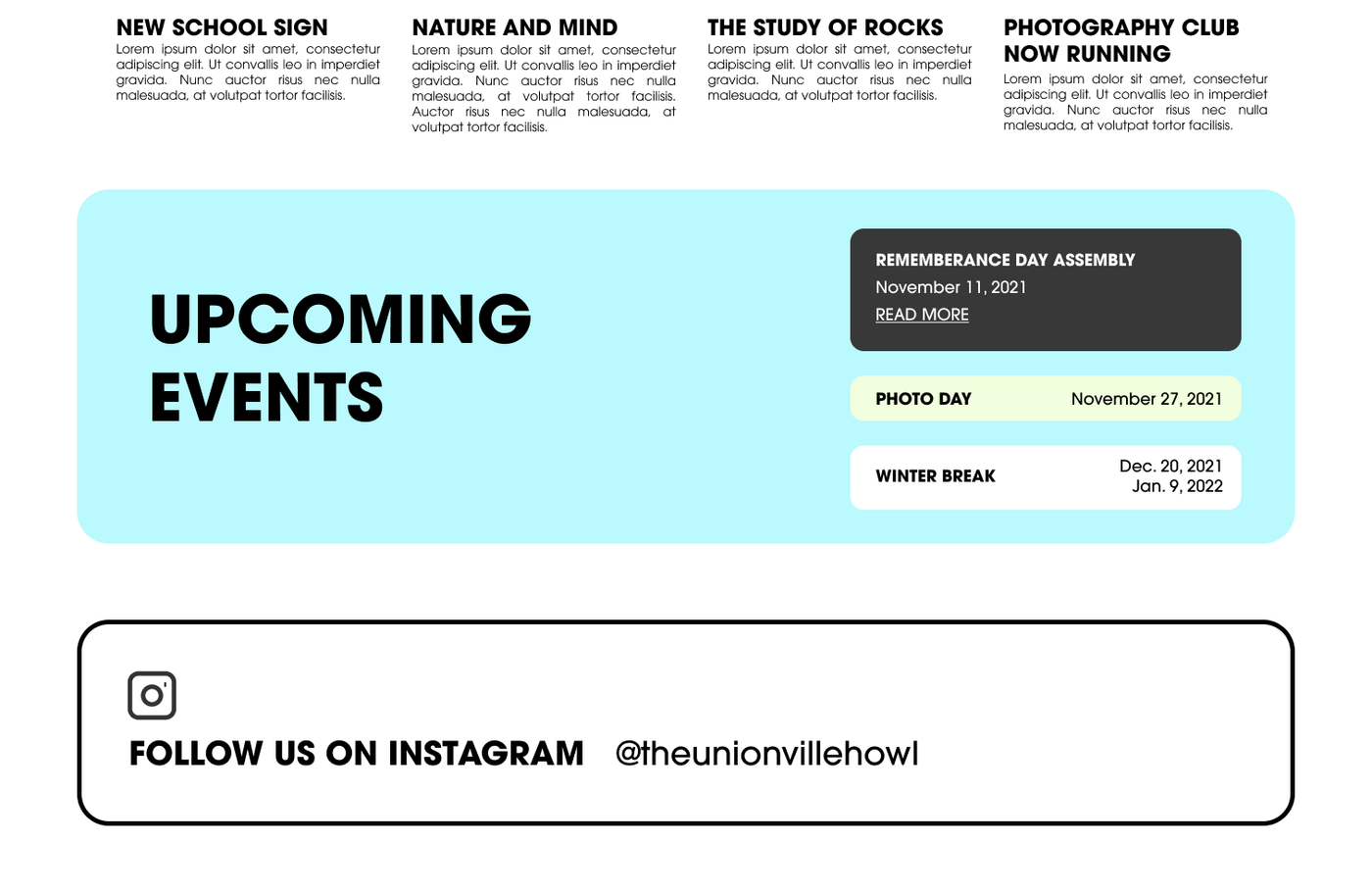The Unionville Howl Website Design — howlfooter