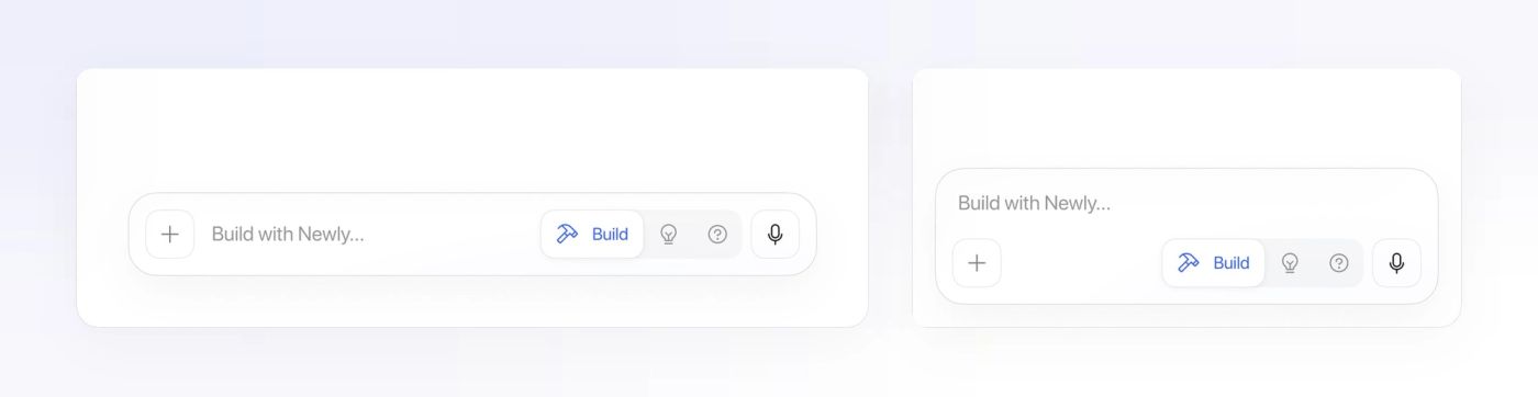 The prompt bar at the bottom of a wide chat column and of a narrow one, where it wraps to two rows