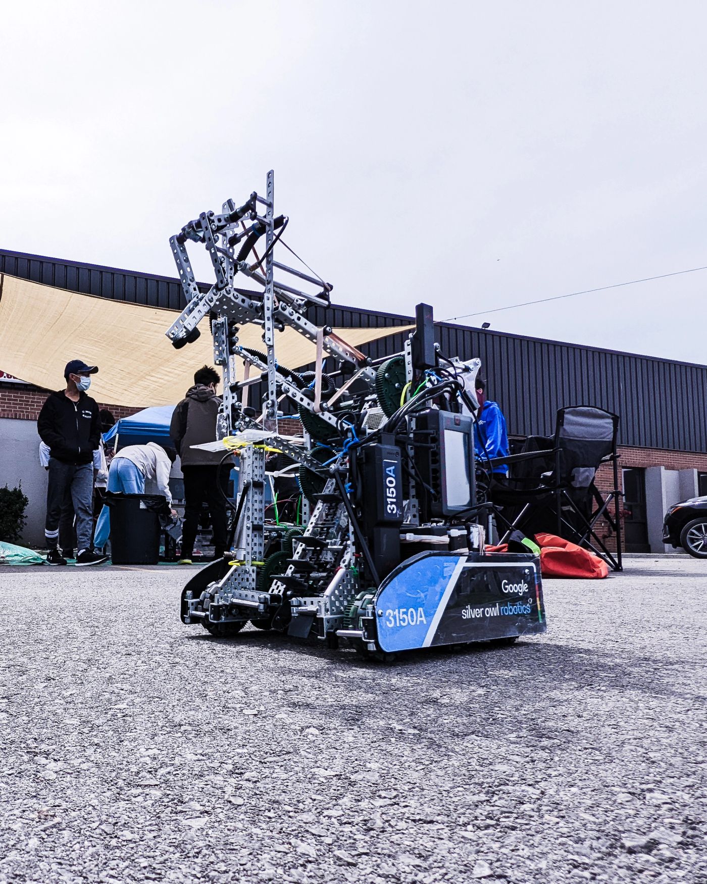 Competition robot on the floor of a robotics event