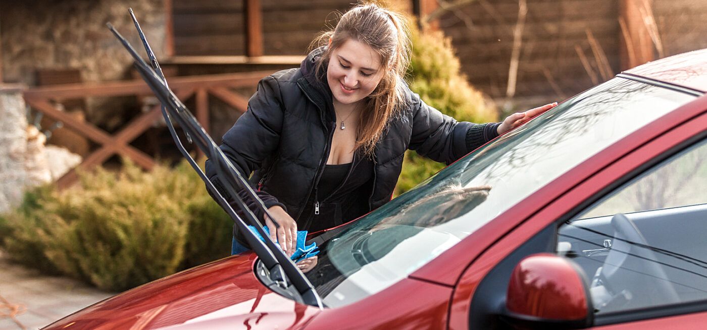 young woman changing wipers