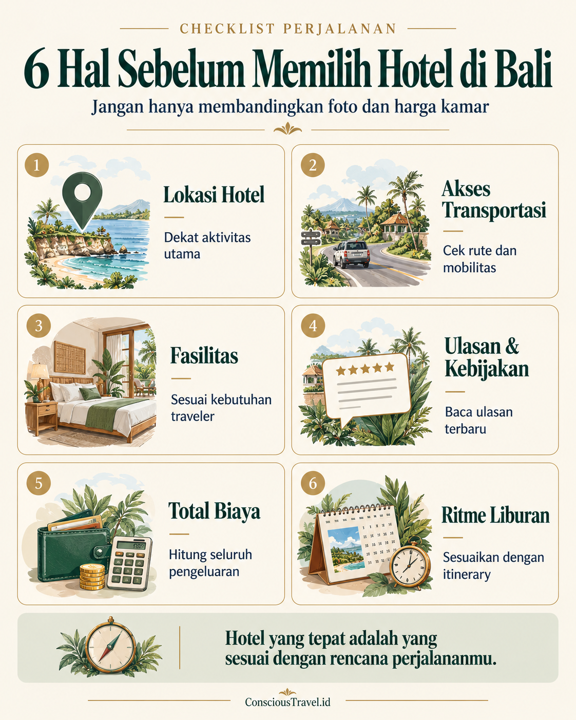 Checklist enam hal yang perlu diperiksa sebelum memilih hotel di Bali