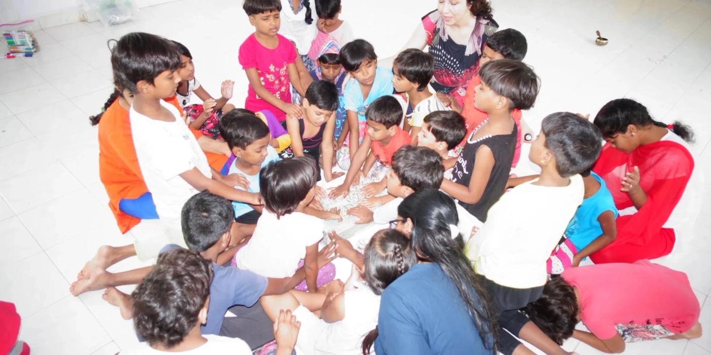 Girls at Grace House India sitting together in a circle