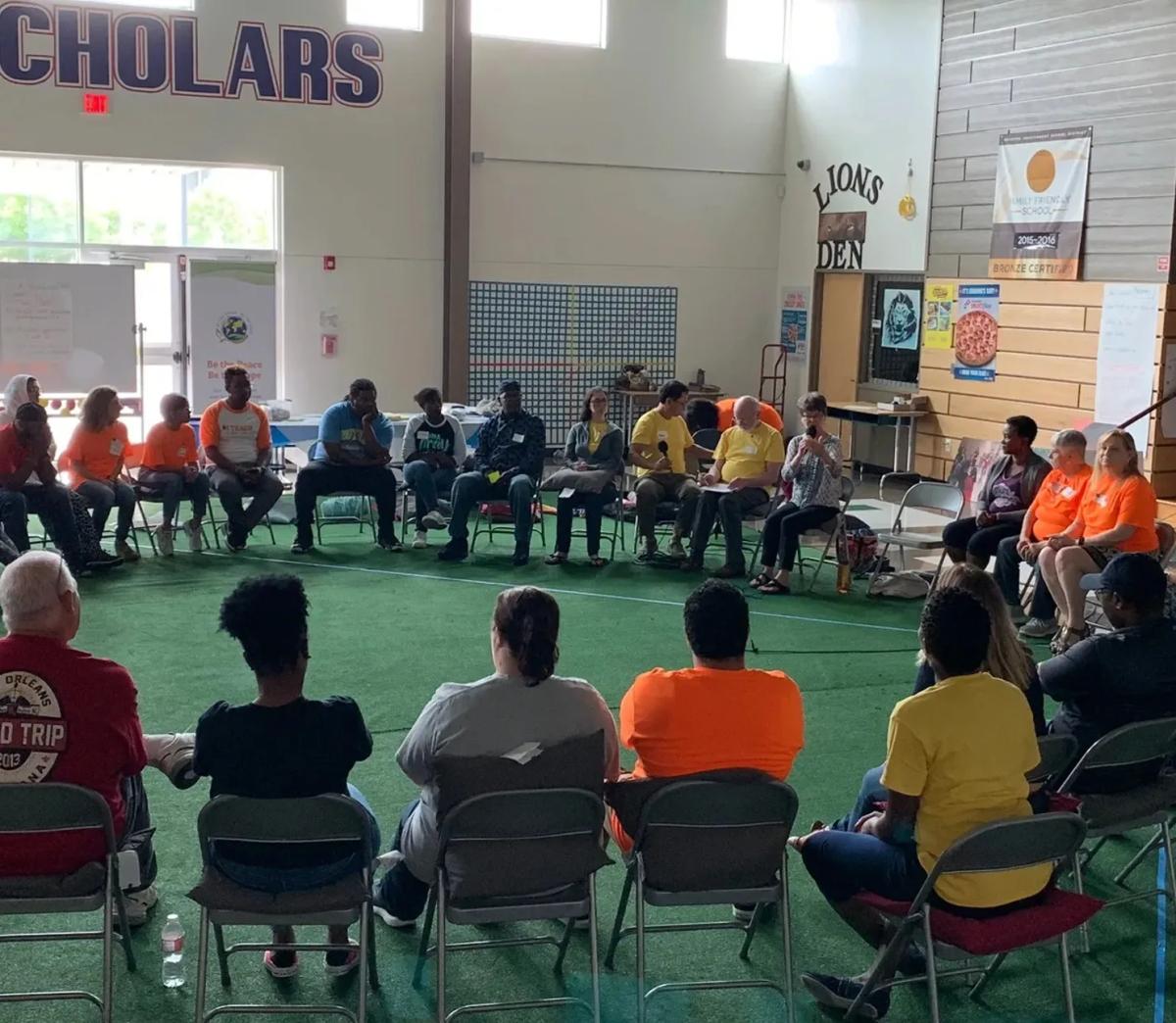 Students on a community project