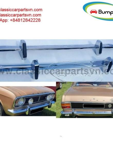 Ford Lotus Cortina MK2 bumpers (1966-1970) with 4xover riders