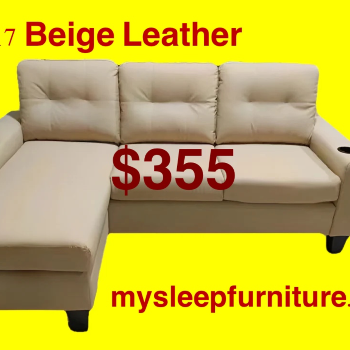 2217 beige leather sectional sofa brand new- reversible | Sofas and armchairs | Mississauga | Ad gallery (SEO) | 1