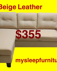 2217 beige leather sectional sofa brand new- reversible