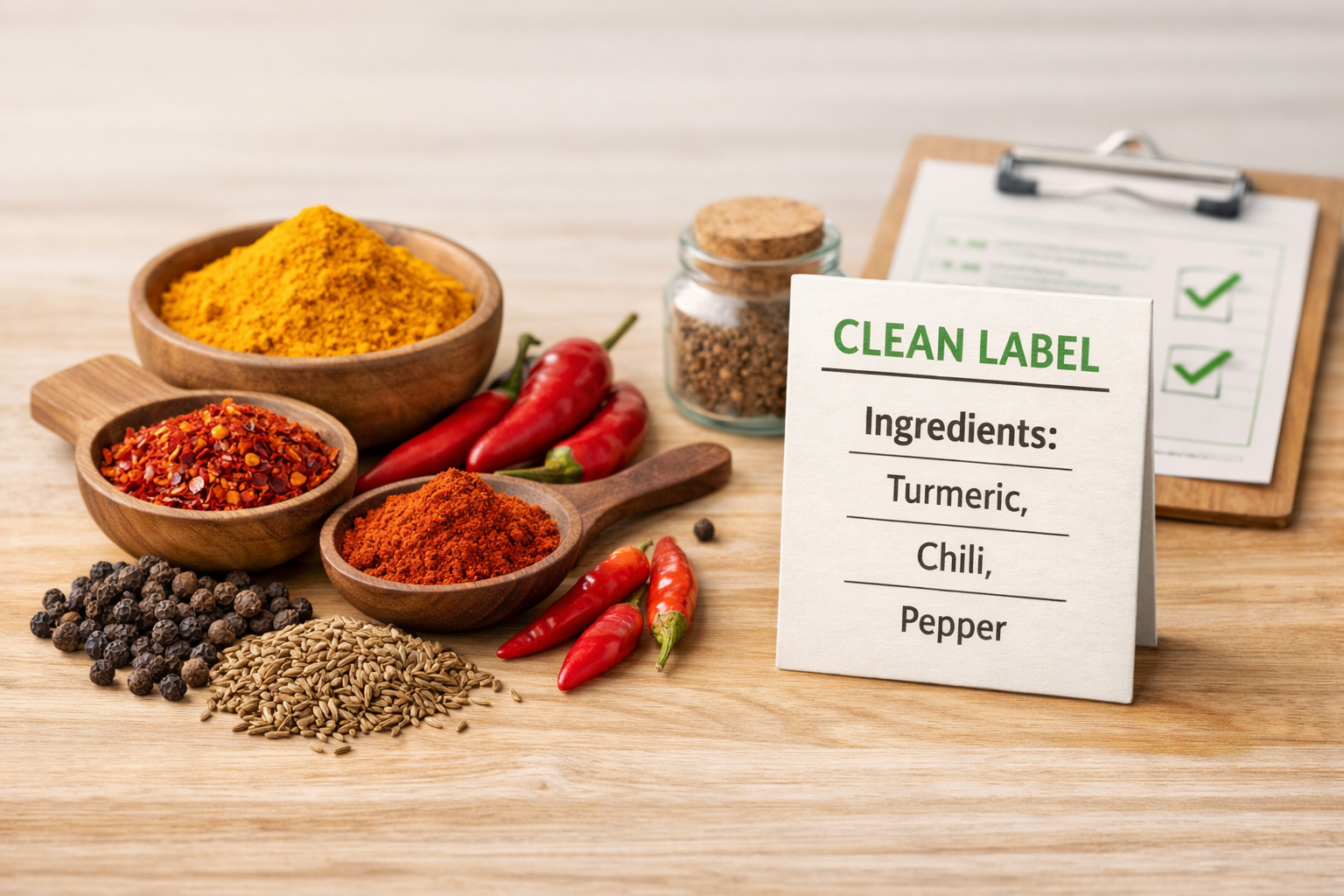 Spice ingredients arranged for clean-label sourcing and formulation review