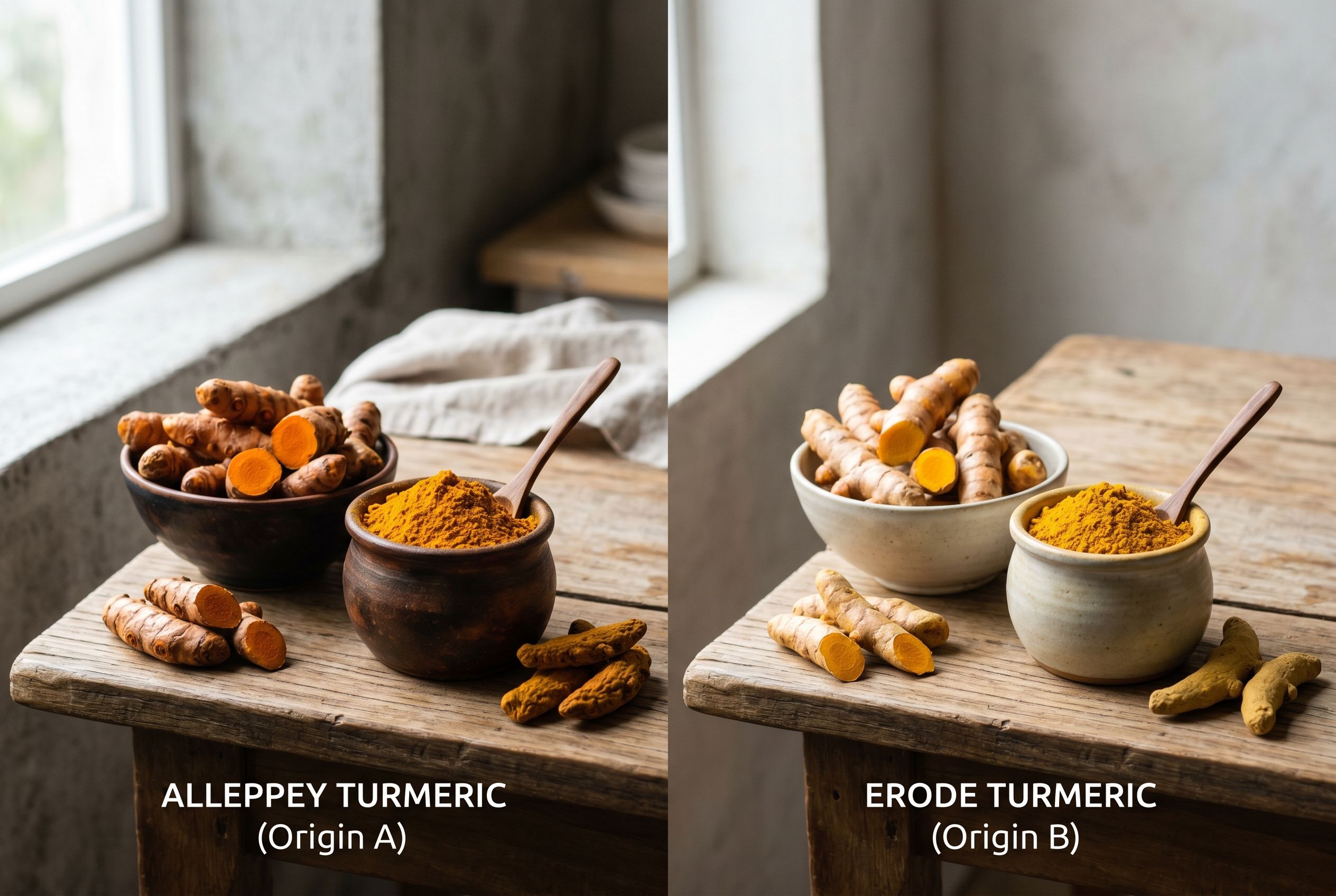Two turmeric origin profiles representing Alleppey and Erode for food-industry comparison