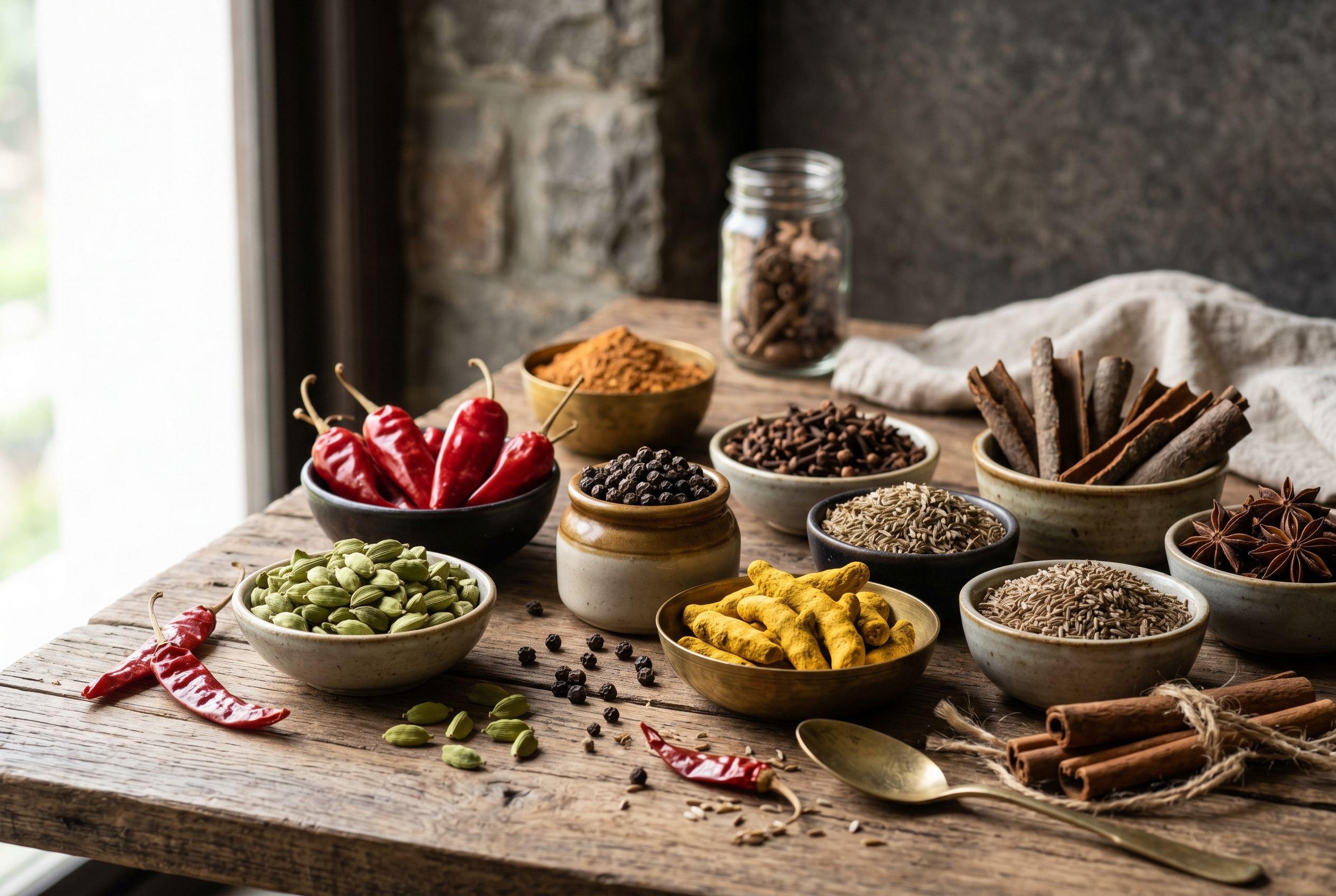 A premium assortment of Indian spices representing origin-led GI-tagged sourcing