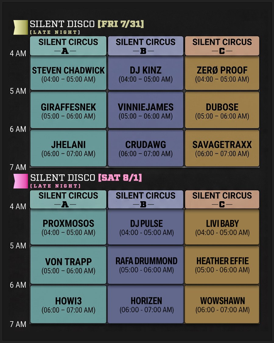 Season 5 Silent Disco timeslots